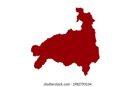 red silhouette of map of the city of Loja in Ecuador