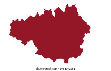 Red silhouette map of the city of Manchester in Great Britain