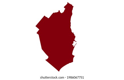 Red silhouette map of the city of Mar del Plata in Argentina