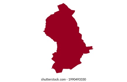 Red silhouette map of the city of Oberhausen in germany