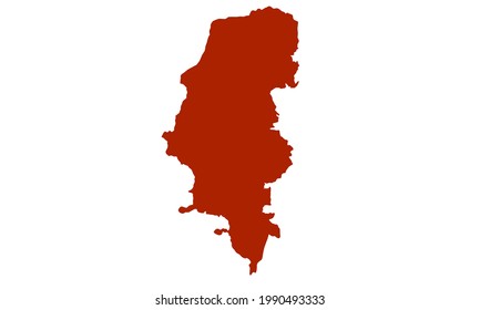 Red silhouette map of the city of Porto Alegre in Brazil