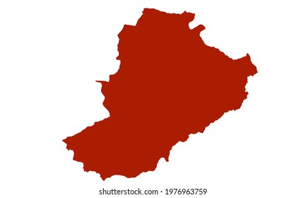 Red silhouette of map of the city of Ribeirao Preto in Brazil