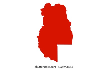 Red silhouette of map of the city of Rosario in Argentina on a white background