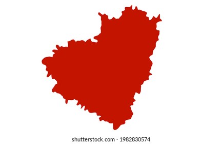 Red silhouette of a map of the city of Samara in Russia