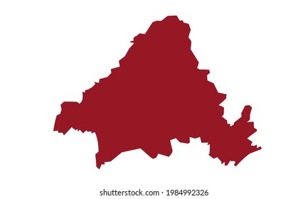 Red silhouette of a map of the city of Solingen in Germany on white background