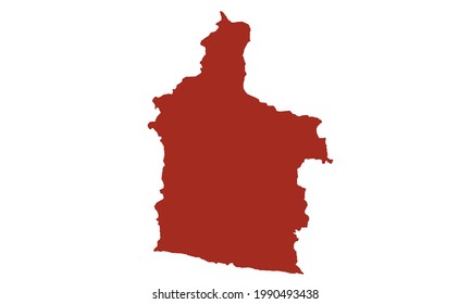 Red silhouette map of the city of Tasikmalaya in west java