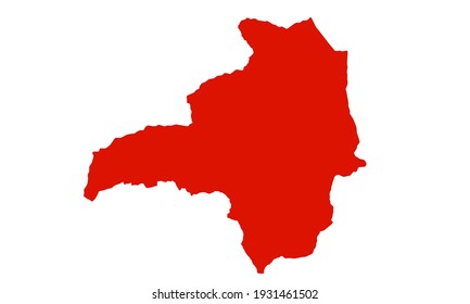 Red silhouette of a map of the city of Zamfara in Nigeria on a white background