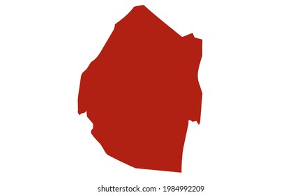 Red silhouette map of eSwatini country in South Africa
