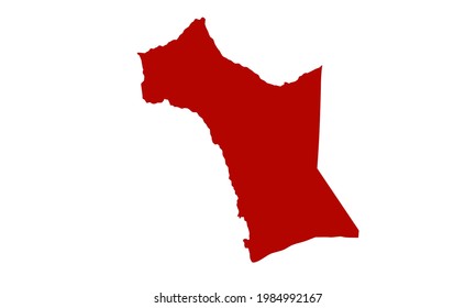 Red silhouette of map of Garissa city in Kenya