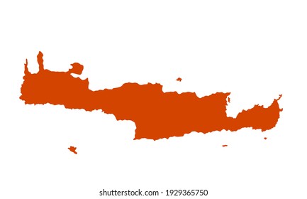 Red silhouette of map of the island of Crete in greece on a white background svg