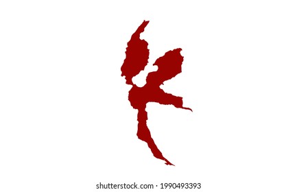 Carte de silhouette rouge de l'île de Halmahera dans le nord de Maluku