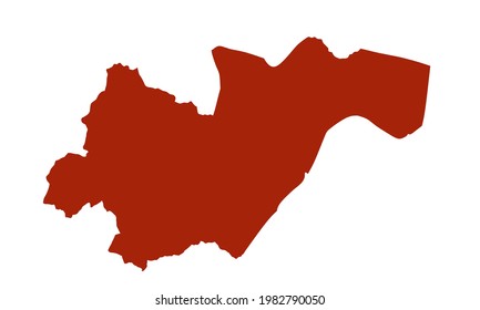 red silhouette of a map of Kampong Cham in Cambodia