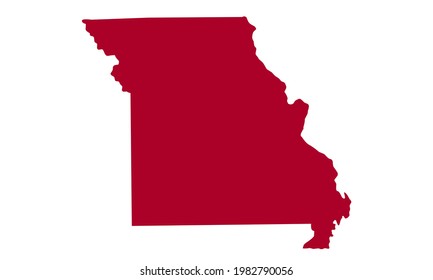 Red silhouette of map of Kansas state in USA