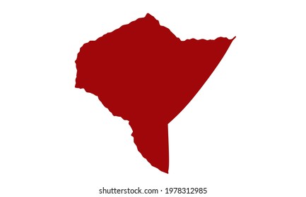 Red silhouette map of Mandera city in Kenya