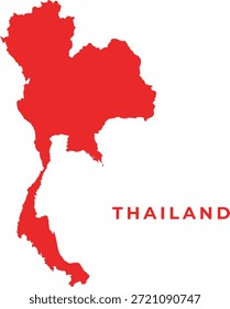 Mapa de la silueta roja de Tailandia con texto