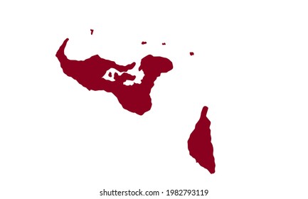 red silhouette of a map of Tonga in Oceania