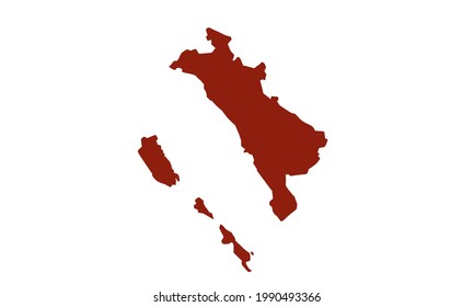 Red silhouette map of West Sumatra Province in Indonesia