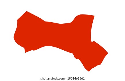 Red silhouette of a map of yebe in Nigeria on a white background
