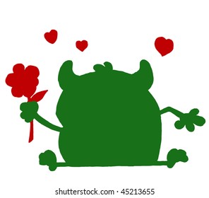 Red Silhouette Of A Monster And Flower