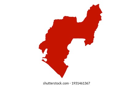 Red silhouette of ondo city map in Nigeria on white background