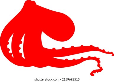 Red silhouette of realistic Octopus