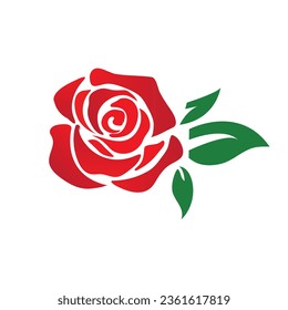 Red silhouette of rose. Vector illustration.