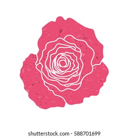 Red silhouette of rose, vector illustration isolated on white background