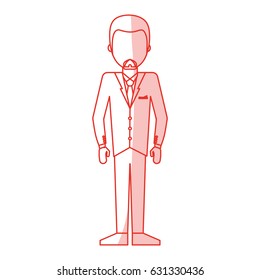 red silhouette shading caricature faceless man formal suit and beard