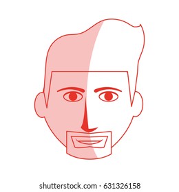 red silhouette shading cartoon front face man with beard