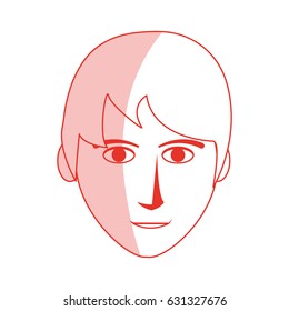 red silhouette shading front face man with hairstyle