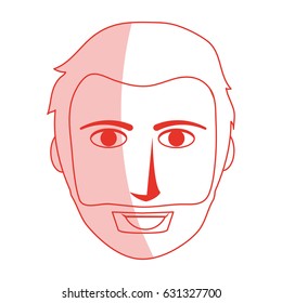 red silhouette shading front face man with beard and moustache