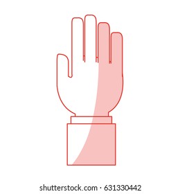 red silhouette shading front view hand with side fingers
