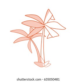 red silhouette shading image cartoon tropical palm trees