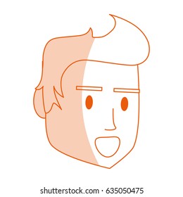 red silhouette shading image side face man with hairstyle