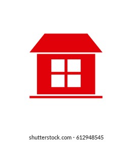 red silhouette simple facade house one room vector illustration