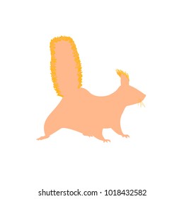 red silhouette of a squirrel on a white background, icon, vector illustration