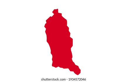Red silhouette of Temburong District map in Brunei Darussalam on white background