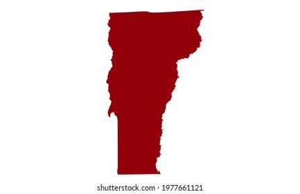 Red silhouette of Vermont state map in USA