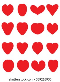Red silhouettes of heart, vector