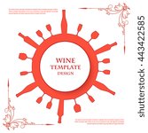 Red silhouettes of wine attributes on an indistinct background. Vector illustration