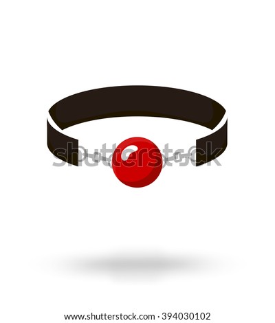 Red Silicone Ball Gag with a leather belt, vector illustration