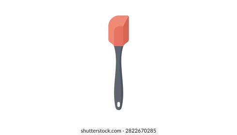 red silicone kitchen spatula with dark gray handle isolated on white background cooking and baking utensil