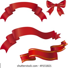  Red silk banner collection isolated on white background