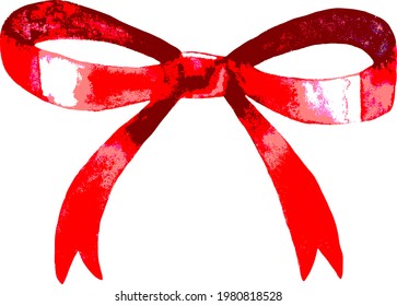 Red Silk Bow Watercolor Vector  svg