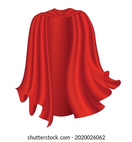 El cabo de seda roja sobre fondo blanco. Satin de superhéroe. Ilustración del vector