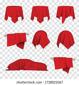 Red Silk Cloth Covered Car, Table and Ball 3d Illustration