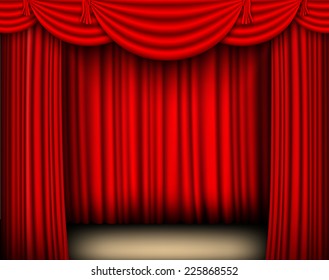 Red Silk Curtain Open Shadows Lights Stock Vector (Royalty Free ...