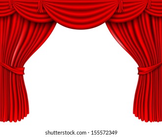 red silk curtains