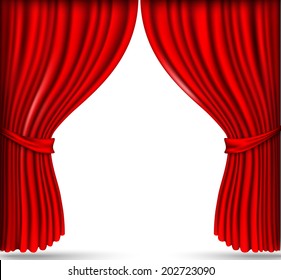 red silk curtains stage