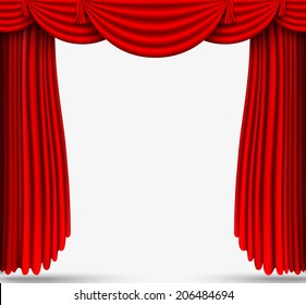 red silk curtains stage